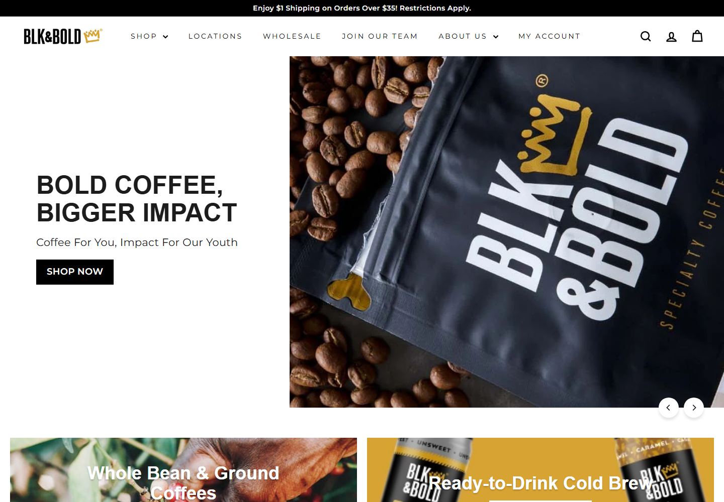 Homepage preview of BLK & Bold Specialty Beverages