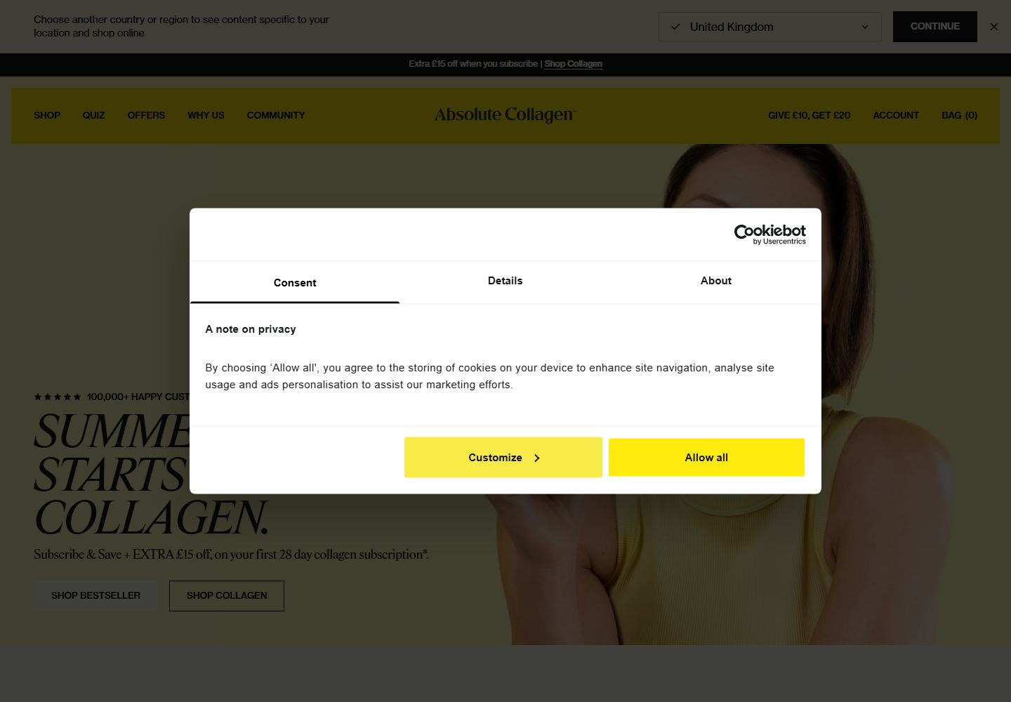 Homepage preview of Absolute Collagen Store