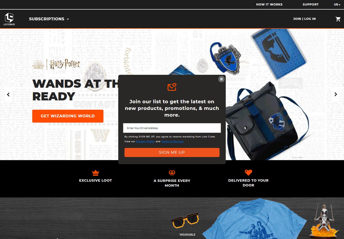 Homepage preview of Loot Crate Subscription Box
