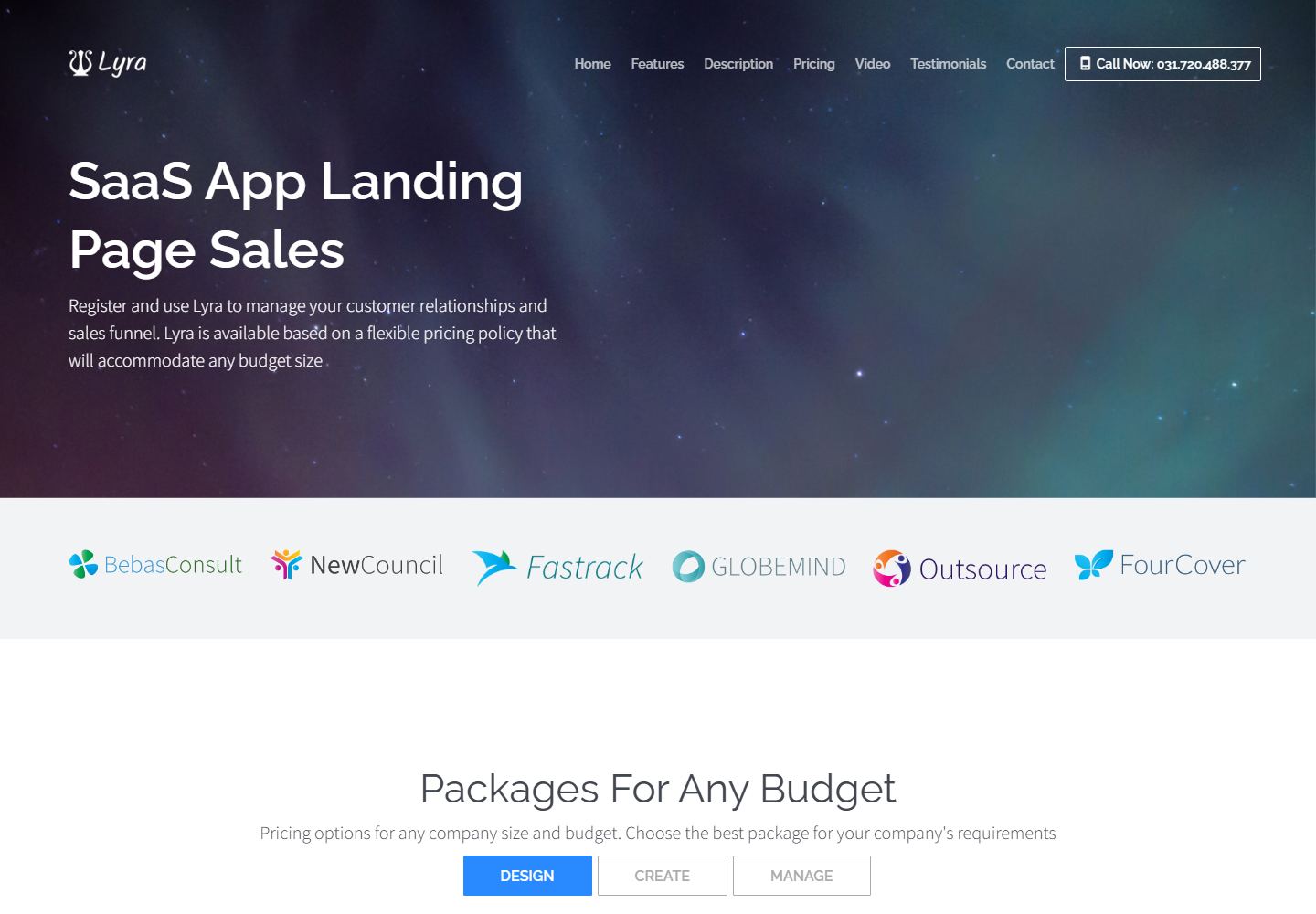 Homepage preview of Lyra SaaS App Landing