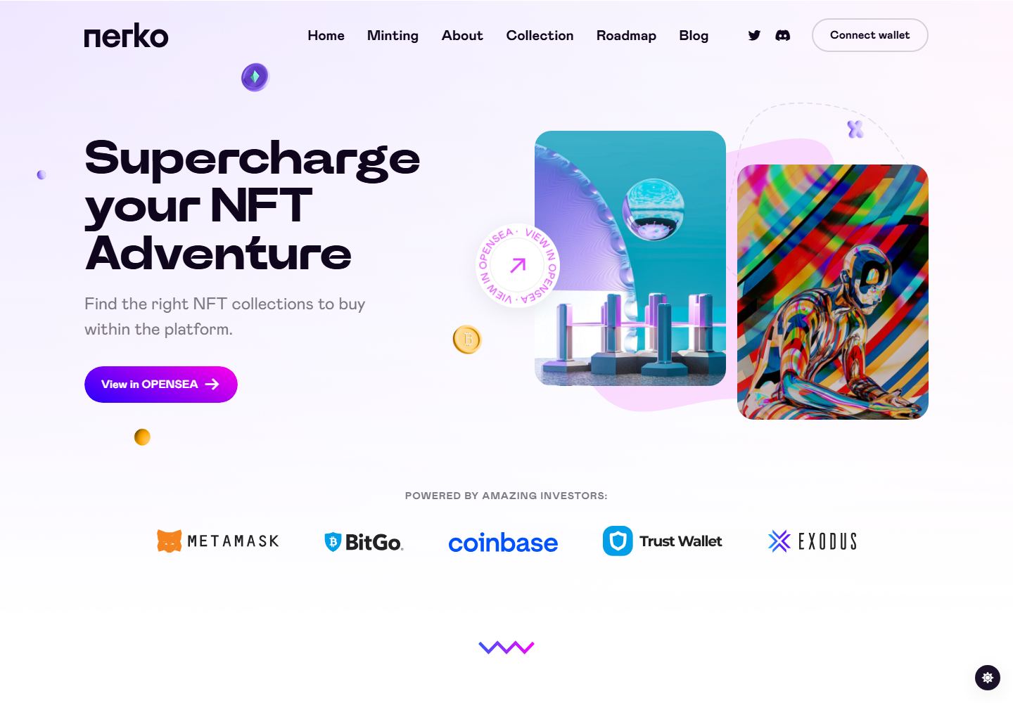 Homepage preview of Nerko NFT Landing Page