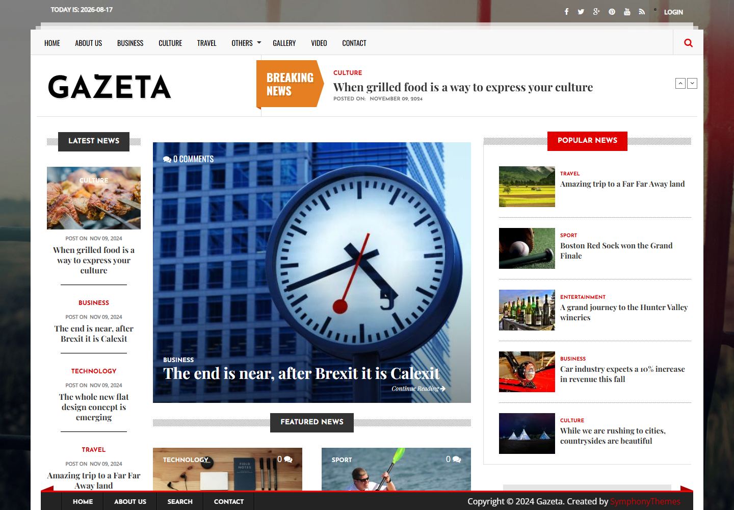 Homepage preview of Gazeta Magazine