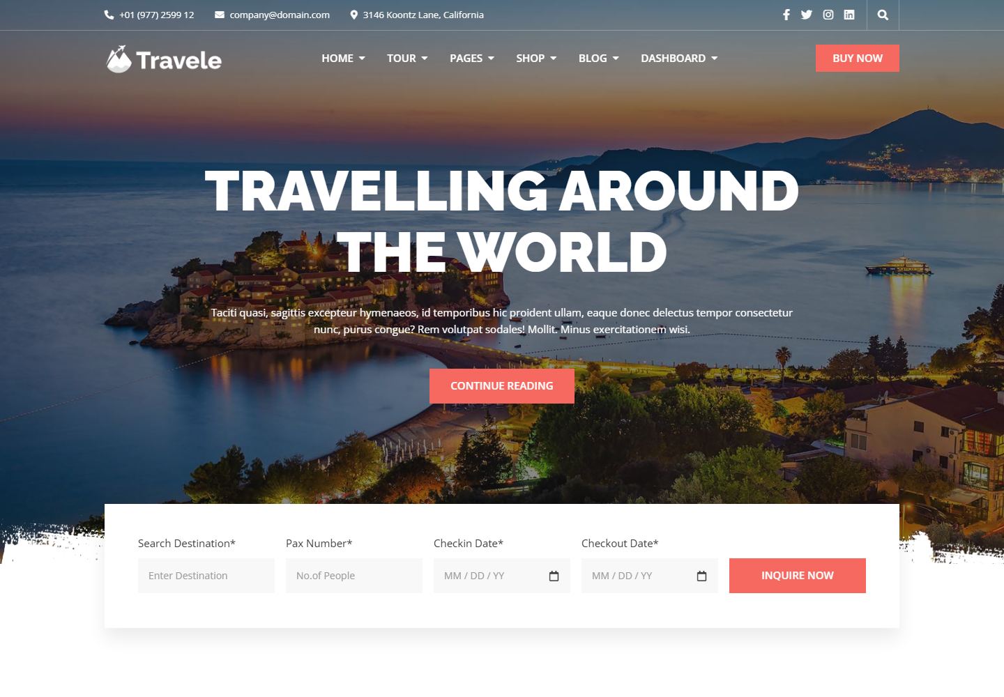 Homepage preview of Travele Travel Tour
